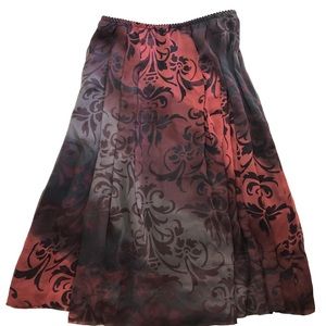 J. Jill Bordeaux Silk Skirt Flowy Skirt Black/Gray/Bordeaux Size 6